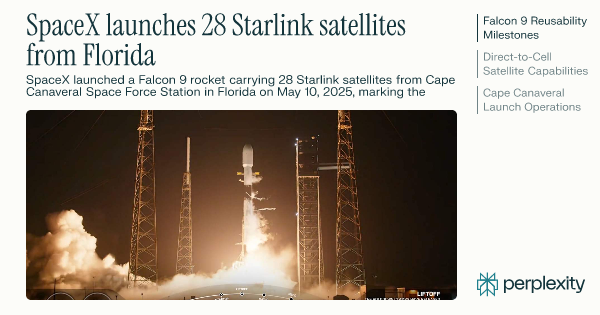 SpaceX launches 28 Starlink satellites from Florida